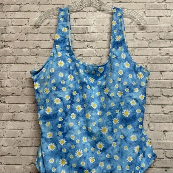 Women's Size 4XL Blue Floral Tie Dye One Piece Swimsuit - Picture 3 of 9